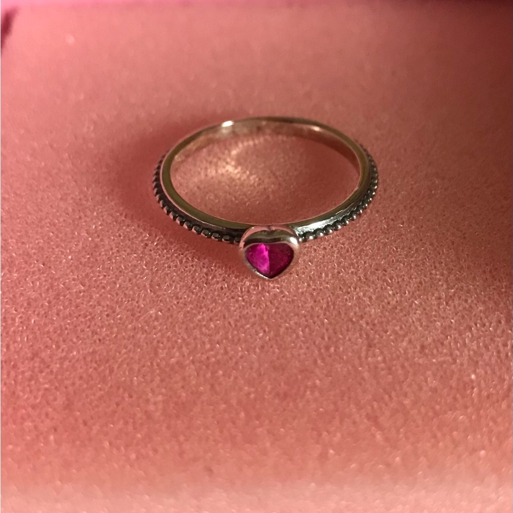 Heart Pink Gem Sterling Silver Ring